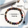 Beaded Adjustable 6Mm Natural Stone Strands Bracelet Friends Lover Gifts Handmade Braided Bangles For Women Men Jewelry Healing Yogo Dhwyf