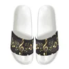 Zapatillas Nopersonality Trendy Music Note Impreso Sandalias de verano para mujer Pisos Casual Home Chanclas ligeras y cómodas
