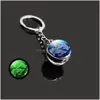 Nyckelringar est 12 Constellation Ring Starry Sky Luminous Keychain Time Stone Glass Ball Chain Accessories Pendant Keyring Gifts Bk Dr Dhnrg