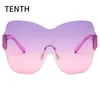 Frames New Super Large Frame Surrounding Goggles Women's Colorful Frameless Windproof Men's Face Covering Sunglasses Quality CE