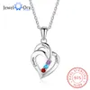 Necklaces JewelOra 925 Sterling Silver Personalized Mothers Necklace with 3 Birthstones Romantic Engrave Name Heart Pendants Gifts for Her