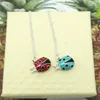 Necklaces Mrs Sterling silver classic original red blue enamel scarab beetles O curb necklace pendant couples act the role ofing is tasted