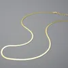 Necklaces Lotus Fun 18K Gold Simple Flat Snake Herringbone Necklace Chain for Women Gift Real 925 Sterling Silver Top Quality Fine Jewelry