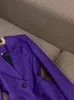 2023 Purple Solid Color Two Piece Pants Set Long Sleeve Notched-Lapel Single-knapp Blazers Top High midje Short Pants Suits Set O3W202603