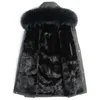 Leerleer Faux Real Fur Coat Men Natural Parka Winterjas kleding 2023 Mens Luxe Warm Jacktes Plus Size SW21 YY833