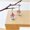 Dangle Chandelier Handmade Creative Fresh Style Dried Flowers Earrings Romantic Earring 5 Colors Fashion Jewelry Gift For Women Dr Dhk3R