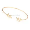 Chain High Quality Geometric Leaf Wire Bangle Bracelet For Women Simple Style Rose Gold Cuff Stackable Jewelry Gift Drop Delivery Bra Dh5Sp