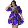 Party Dresses African For Women Dashiki Lantern Sleeve Sexig blad Kort klänning Summer Kläder Vestidos Ankomst