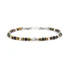 Armband Runda Men's Bead Armband Tiger Eye Lava Stone 4mm med rostfritt stål Justerbar storlek 22 cm Fashion Handmade Armband med pärlor