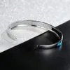 Bangle Ekopdee Blue Fire Opal Stone Open Bangles Silverpläterad justerbar minimalistisk armband smycken bästa gåvor för tjejkvinnor