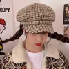 Berets Autumn Winter Women Cap Hat Vintage Plaid Octagonal Sboy Ladies Retro Artist Painter Beret Female Wool BeretsBerets