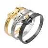 Bangle Top Quality 316L Titanium Steel Belt Buckle Armband för kvinnor Män 6mm 8mm Gold Sliver Black Armband Fashion Smyckespresent D DHDTG