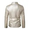 Herrenjacken Shiny Gold Metallic Jacke Männer 2023 Marke Stehkragen Reißverschluss Baseball Bomber Disco Weihnachtsfeier Varsity