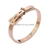 Bangle Top Quality 316L Titanium Steel Belt Buckle Armband för kvinnor Män 6mm 8mm Gold Sliver Black Armband Fashion Smyckespresent D DHDTG