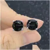 Orecchini a bottone Punk Hippie Fashion Pietra nera Zircone di cristallo 3/4/5/6/7 / 8Mm Splendido orecchino per donna Uomo Gioielli Drop Deliver Dhgarden Dhinz