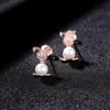 New Fashion Cute Rabbit s925 Sterling Silver Stud Earrings Women Luxury Brand 3A Zircon Freshwater Pearl Earrings Charming Female Earrings High-end Jewelry Gift