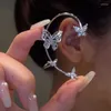 Backs Earrings Silver Color Butterfly Wheat Ear Clips Without Piercing For Women Sparkling Zircon Cuff Clip Wedding Jewelry