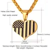 Anhänger Halsketten Collare US-Flagge Herz Gold Farbe Edelstahl Zeichen Halskette Frauen Männer Schmuck P104