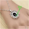 قلادة أقراط مجموعة المجوهرات الشرير للفتيات 925 Sier Black Zirconia Zirconia White Crystal Ring Sets Sets Drop de Dhgarden Dhcag