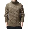 Hommes chandails col roulé hommes épais chaud hiver pull hommes pulls décontractés mode motif géométrique tricoté homme