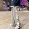 Herrbyxor harajuku breda ben överdimensionerade män streetwear kläder sida split skateboard lösa casual byxor last 2023