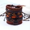 mode serie Men Woman Cowhide Bracelet Des Dieny kralen strengen bruin overlappende vlechtcombinatie pak suite armband 6styles/1set