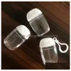 Packing Bottles Pc 30Ml Empty Hand Sanitizer Travel Small Size Holder Hook Keychain Carriers White Cap Reusable Portable Factory Pri Dhor8