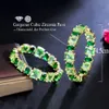 Kolczyki Qoolady Classic Princess Cut Green Cubic Crirconia Yellow Gold Women Jewelry Big Circle Roop Hoop Earring for Dancing Party E252