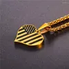 Anhänger Halsketten Collare US-Flagge Herz Gold Farbe Edelstahl Zeichen Halskette Frauen Männer Schmuck P104