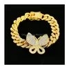 Chain Iced Out Diamond Women Body Jewelry Zircon Cuban Link Anklet Gold Sier Pink Butterfly Anklets Bracelets Drop Delivery Dhxfi