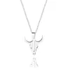 Collane con ciondolo Collana con teschio di toro per uomo in acciaio inossidabile placcato argento 925 Testa di mucca animale Gioielli minimalisti sul collo