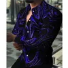 Casual shirts voor heren mode vintage voor heren oversized shirt Grandient Color Print Lange Mouw Tops Tops Men's Clothing Club Cardigan Blouse