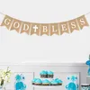 Decorative Flowers God Bless Baptism Banner Garland Rustic Bunting Chic Burlap Christening Communion Party Pull The Flag