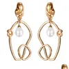 Hoop Huggie Korean Trend Irregar Pearl Alloy Earrings For Women Gold Color Aretes De Mujer Modernos Kawaii Jewelry Good Design Gif Dh0Cn