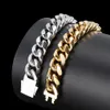 Necklaces HIP Hop Claw Set 3A+CZ Stone Bling Iced Out 12mm Stainless Steel Round Cuban Miami Link Chain Necklaces for Men Rapper Jewelry