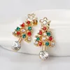 Stud -oorbellen vrouwen kerstboom strass ear elegante sieraden xmas cadeau ringen