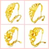 Bracelets Fine 24K Gold Peacock Flower Charm Bracelet for Women Girl Bracelet Bangle Adjustable Pulseras Mujer Wedding Bridal Jewelry