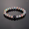 Strand Beads Elastic Bracelets Natural Picture Stone Men Bracelet Yoga Healing Bangles For Women Friendship Couple Charm Jewelry