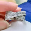 Ringe OEVAS Ring 100% 925 Sterling Silber Funkelnder Diamant mit hohem Kohlenstoffgehalt Kreuz Eheringe Für Frauen Verlobungsfeier Edlen Schmuck