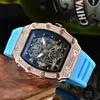 2023 nouvelle montre hommes loisirs diamant montres or boîtier en acier Silicone Quartz montre-bracelet bracelet mâle Relogio Masculino Ri9