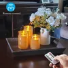 Mumlar usb şarj edilebilir LED alevsiz sütun mum seti titreme hareketli fitil parafin gerçek balmumu uzaktan kumandalı w zamanlayıcı gri cam 230520