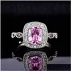 Solitaire ring d kleur moissaniet gele diamantringen colorf edelsteen verloving bruiloft open voor vrouwen drop levering sieraden dhjud