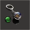 Nyckelringar est 12 Constellation Ring Starry Sky Luminous Keychain Time Stone Glass Ball Chain Accessories Pendant Keyring Gifts Bk Dr Dhnrg