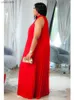 Casual Dresses Red Plus Size Dresses 4XL 5XL Halter Long Loose Chiffon Outfits Pullover Sleeveless Evening Birthday Cocktail Party Gowns 2023 L230520