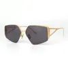 Sunglasses Gold Metal Frame Semi-Rimless Weird Women And Men Fashion Sun Glass For Unisex Outdoor UV Protection8IUP