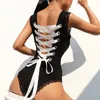 Womens Jumpsuits Rompers Lace Up Leopard Backless Bodysuit Women Body Fitness Sexy Sleeveless Catsuit Leotard Ladies Overalls 230520