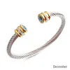 Wholesale C-type Bangles Twelve Color Diamond Bracelet Steel Wire Hip Hop Bracelet Open Bangle
