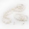 Chaînes 8-9mm près de rond blanc collier de perles d'eau douce Bracelet ensembles de goujons perles cravates main ornement fabrication de bijoux conception
