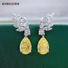 Knot 100% 925 Sterling Silver 8*14mm Topaz Lab Diamond Wing Drop Earrings for Women Luxury Wedding Engagement Party Fine Jewel Gift