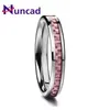 Rings Nuncad 4MM polished inlaid pink carbon fiber Man Finger Rings wedding tungsten carbide ring for Male Jewelry